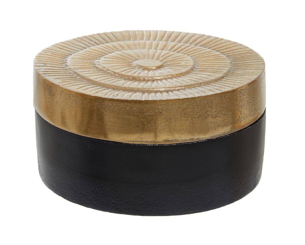 Hamilton Interiors Accessories Deomali Small Two Toned Black and Gold Round Box House of Isabella UK
