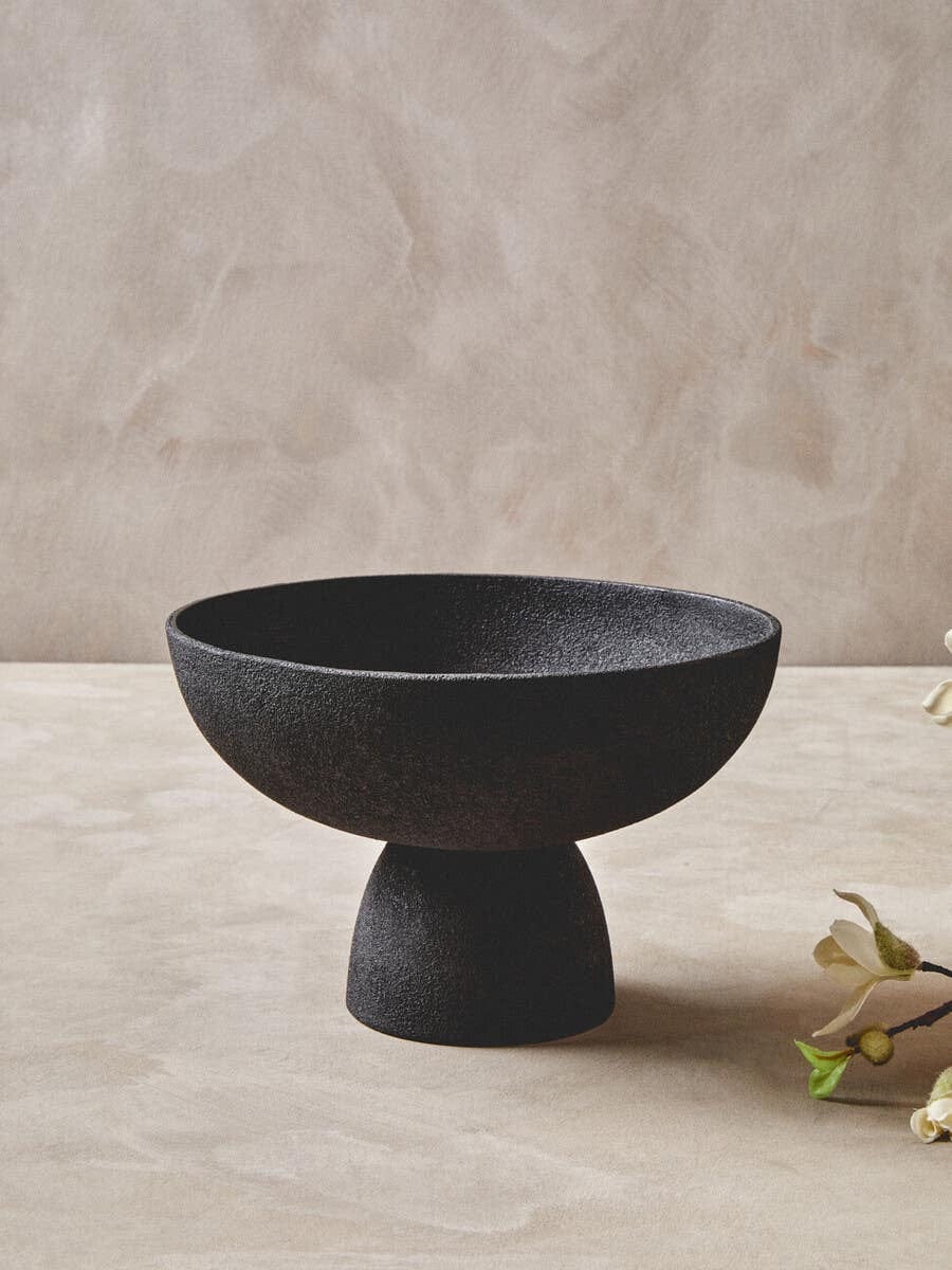 Hamilton Interiors Accessories Deriva Large Textured Black Pedestal Bowl House of Isabella UK