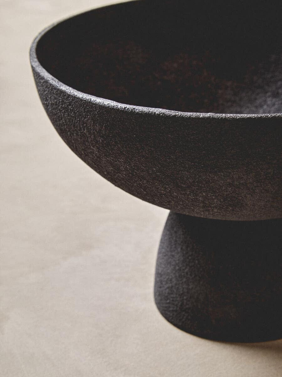 Hamilton Interiors Accessories Deriva Large Textured Black Pedestal Bowl House of Isabella UK