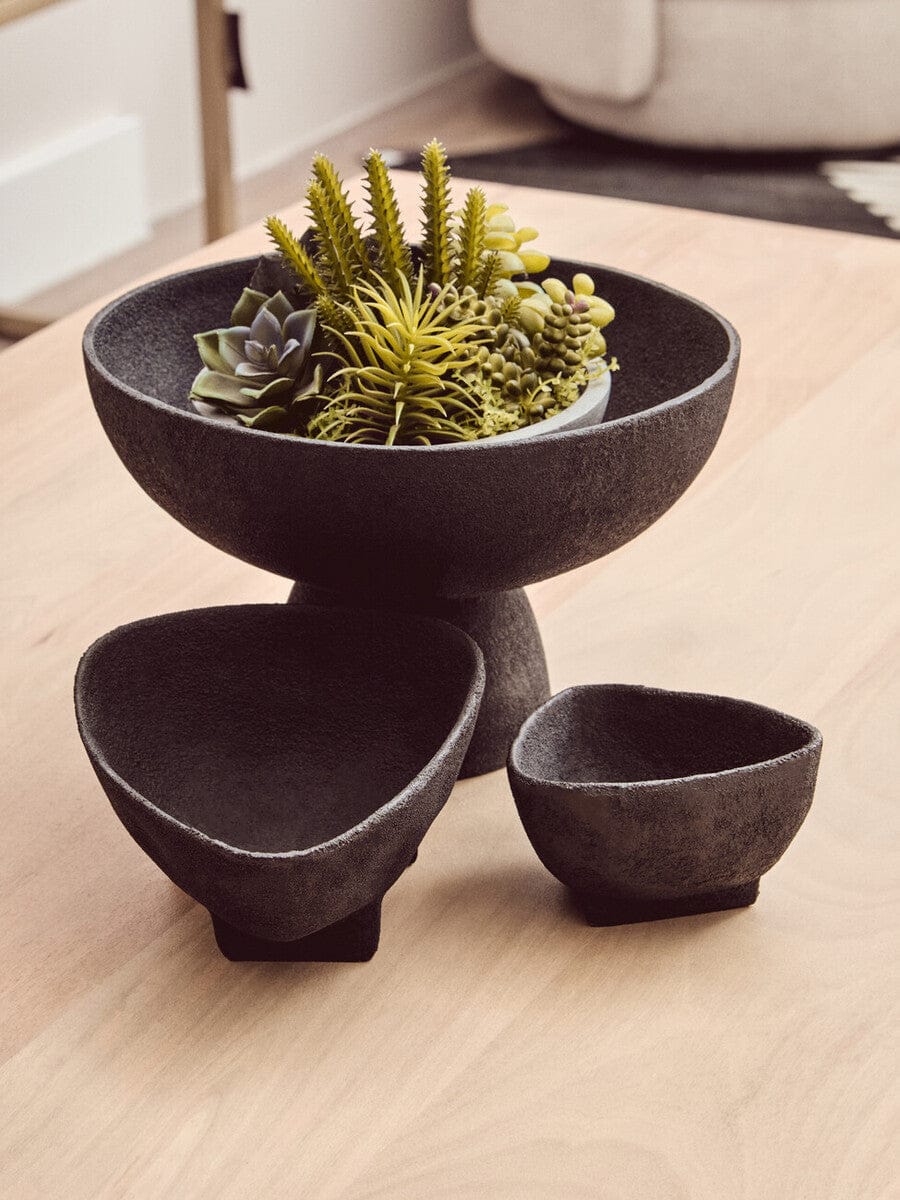 Hamilton Interiors Accessories Deriva Large Textured Black Pedestal Bowl House of Isabella UK