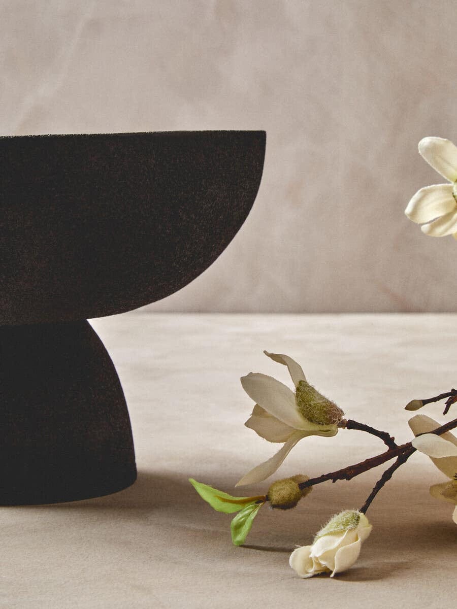 Hamilton Interiors Accessories Deriva Large Textured Black Pedestal Bowl House of Isabella UK