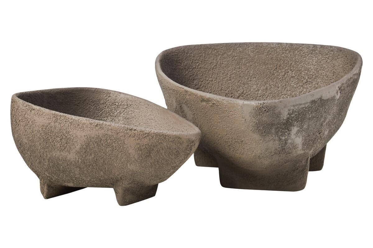 Hamilton Interiors Accessories Deriva Set Of 2 Textured Grey Bowls House of Isabella UK