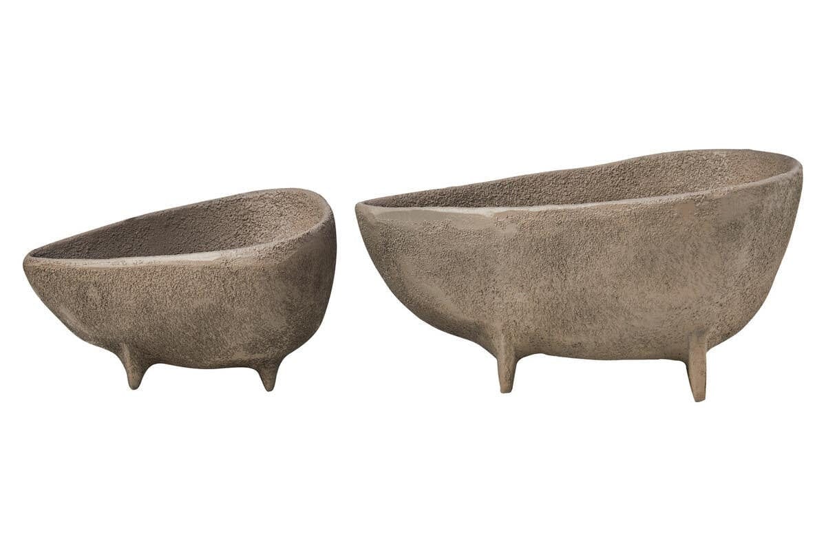 Hamilton Interiors Accessories Deriva Set Of 2 Textured Grey Bowls House of Isabella UK