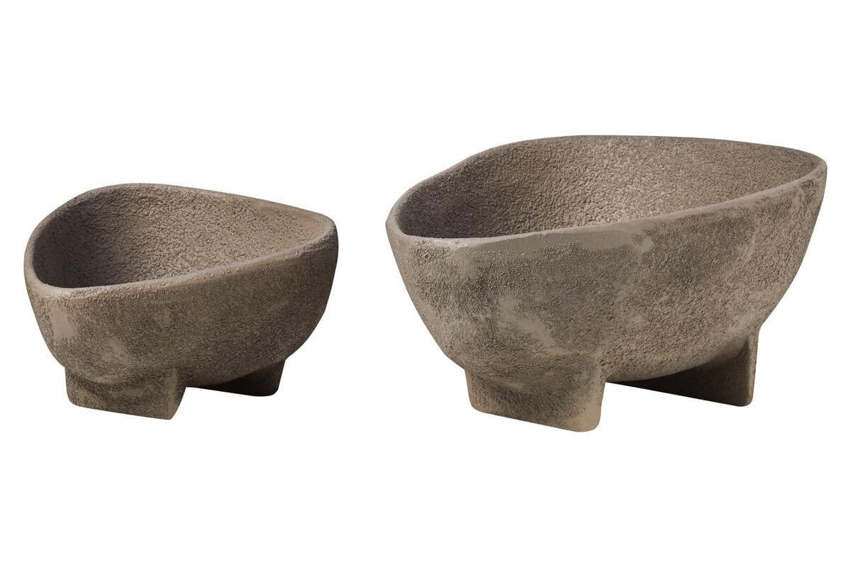 Hamilton Interiors Accessories Deriva Set Of 2 Textured Grey Bowls House of Isabella UK
