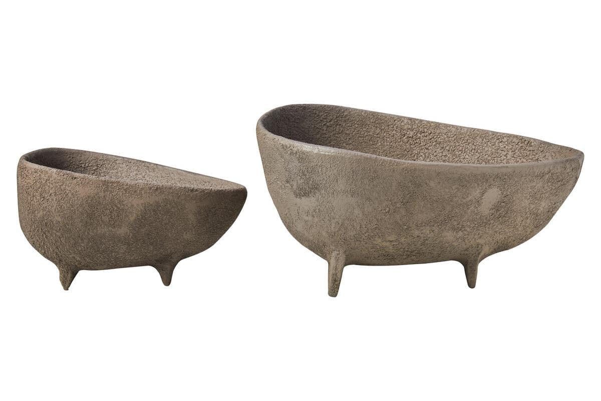 Hamilton Interiors Accessories Deriva Set Of 2 Textured Grey Bowls House of Isabella UK