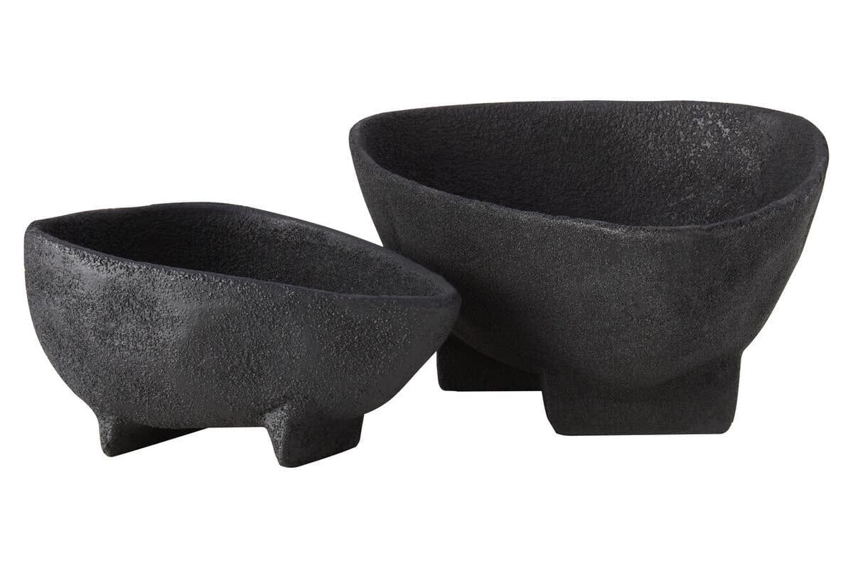 Hamilton Interiors Accessories Deriva Set of Two Textured Black Bowls House of Isabella UK