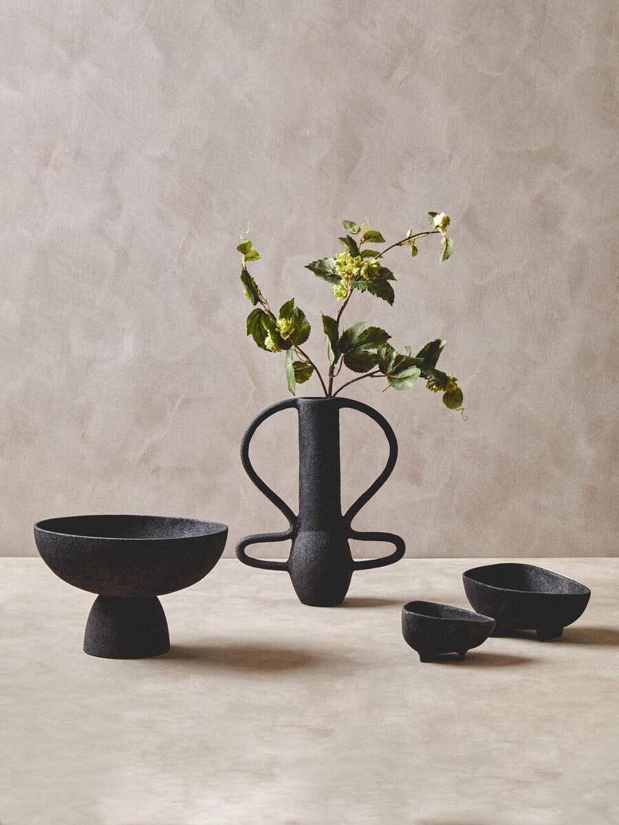 Hamilton Interiors Accessories Deriva Set of Two Textured Black Bowls House of Isabella UK