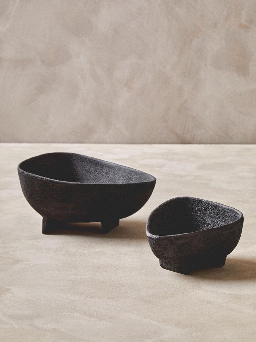 Hamilton Interiors Accessories Deriva Set of Two Textured Black Bowls House of Isabella UK