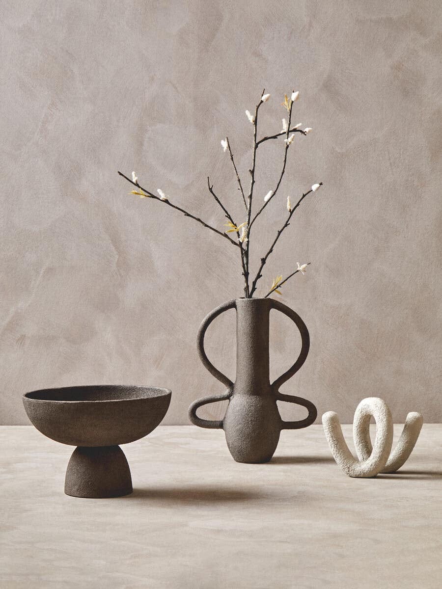 Hamilton Interiors Accessories Deriva Small Textured Grey Pedestal Bowl House of Isabella UK