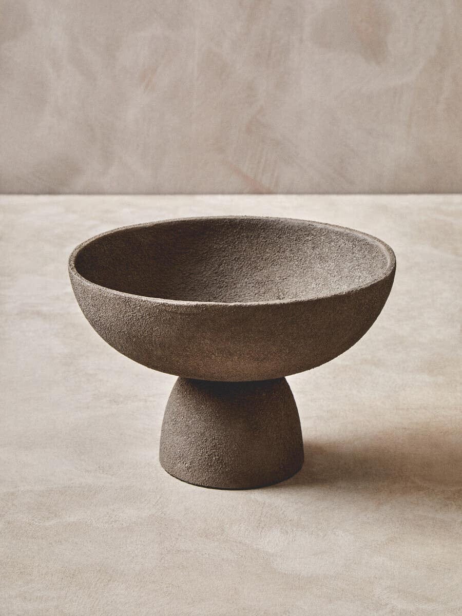 Hamilton Interiors Accessories Deriva Small Textured Grey Pedestal Bowl House of Isabella UK