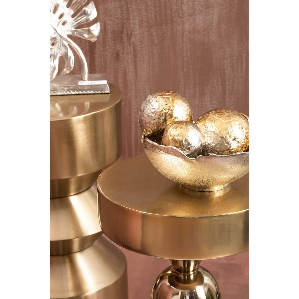 Hamilton Interiors Accessories Dion Set of Three Ombre Silver and Gold Finish Deco Balls House of Isabella UK