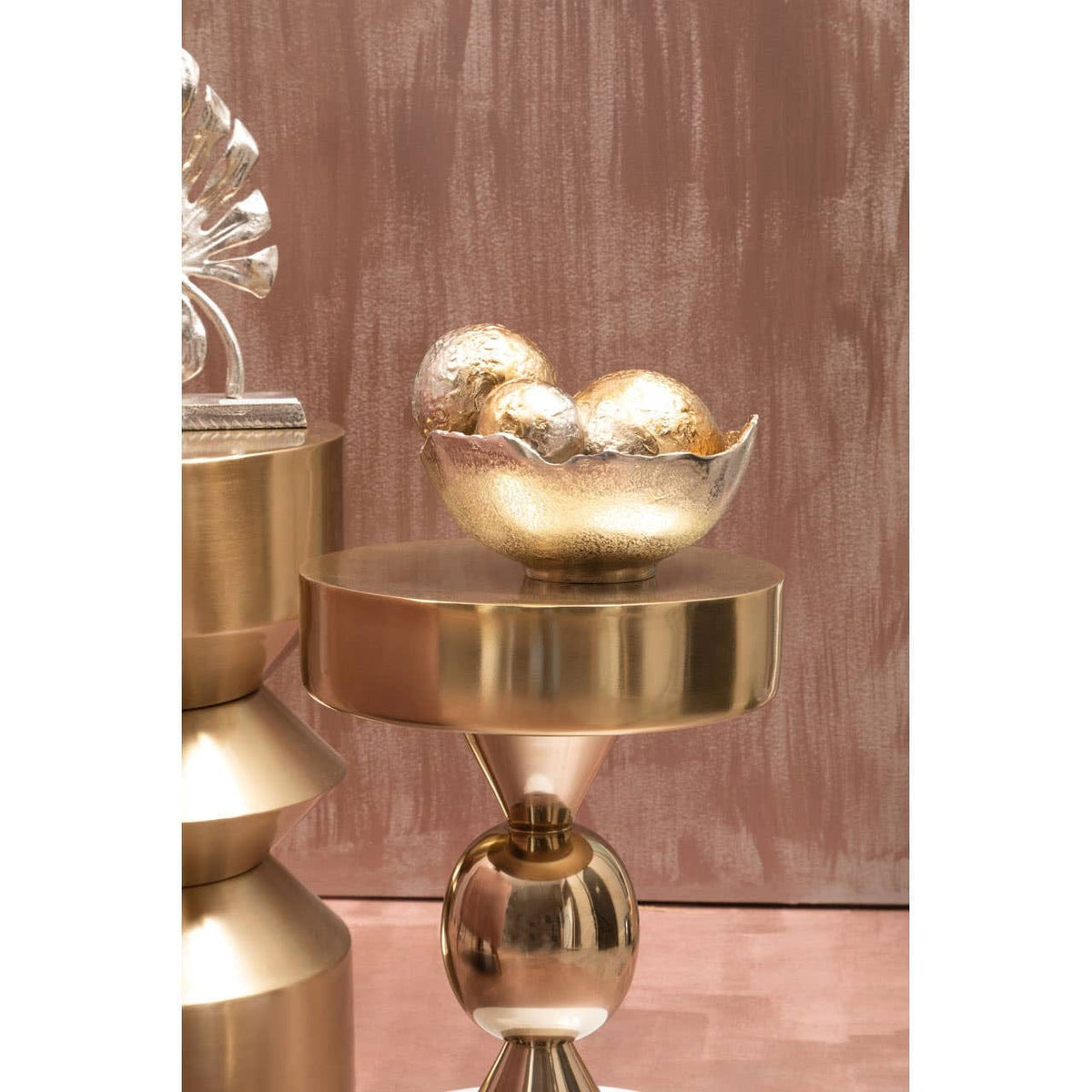 Hamilton Interiors Accessories Dion Set of Three Ombre Silver and Gold Finish Deco Balls House of Isabella UK
