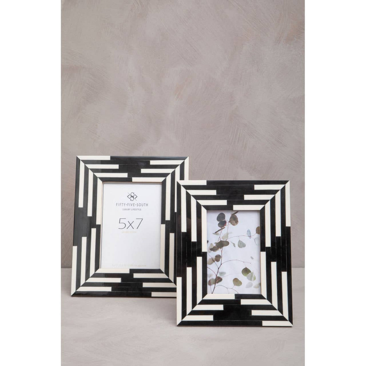 Hamilton Interiors Accessories Donato 4in x 6in Black and White Stripe Photo Frame House of Isabella UK