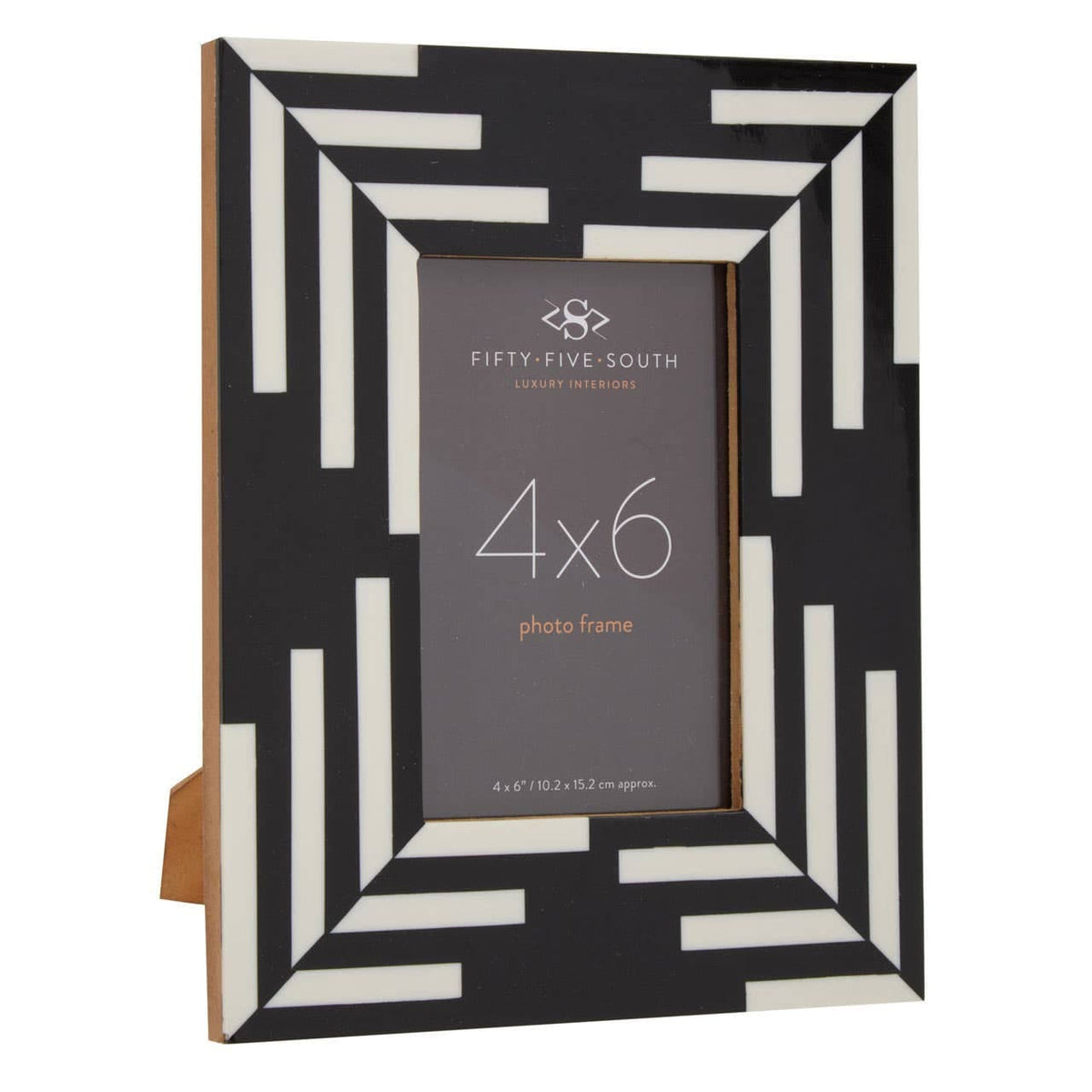 Hamilton Interiors Accessories Donato 4in x 6in Black and White Stripe Photo Frame House of Isabella UK