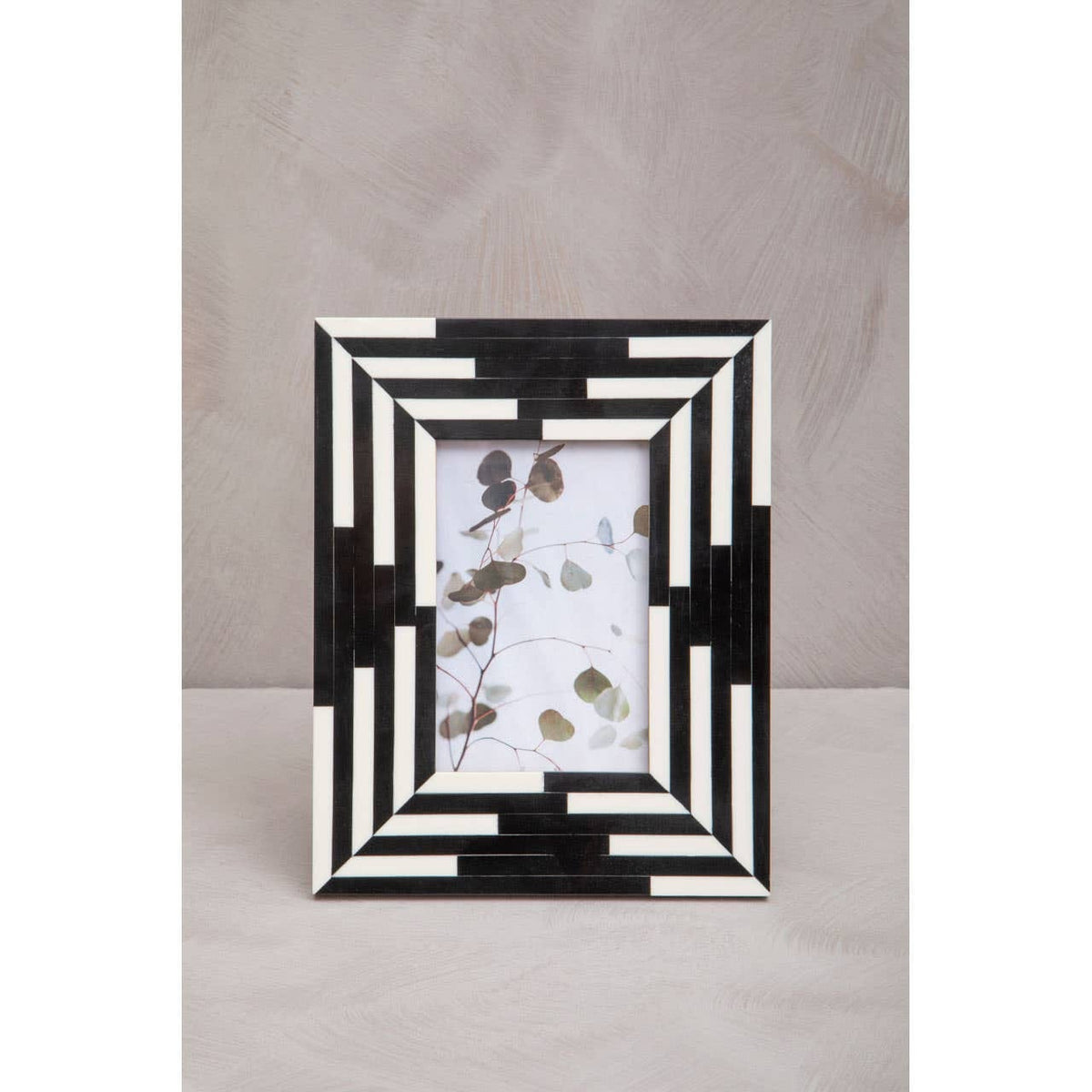Hamilton Interiors Accessories Donato 4in x 6in Black and White Stripe Photo Frame House of Isabella UK