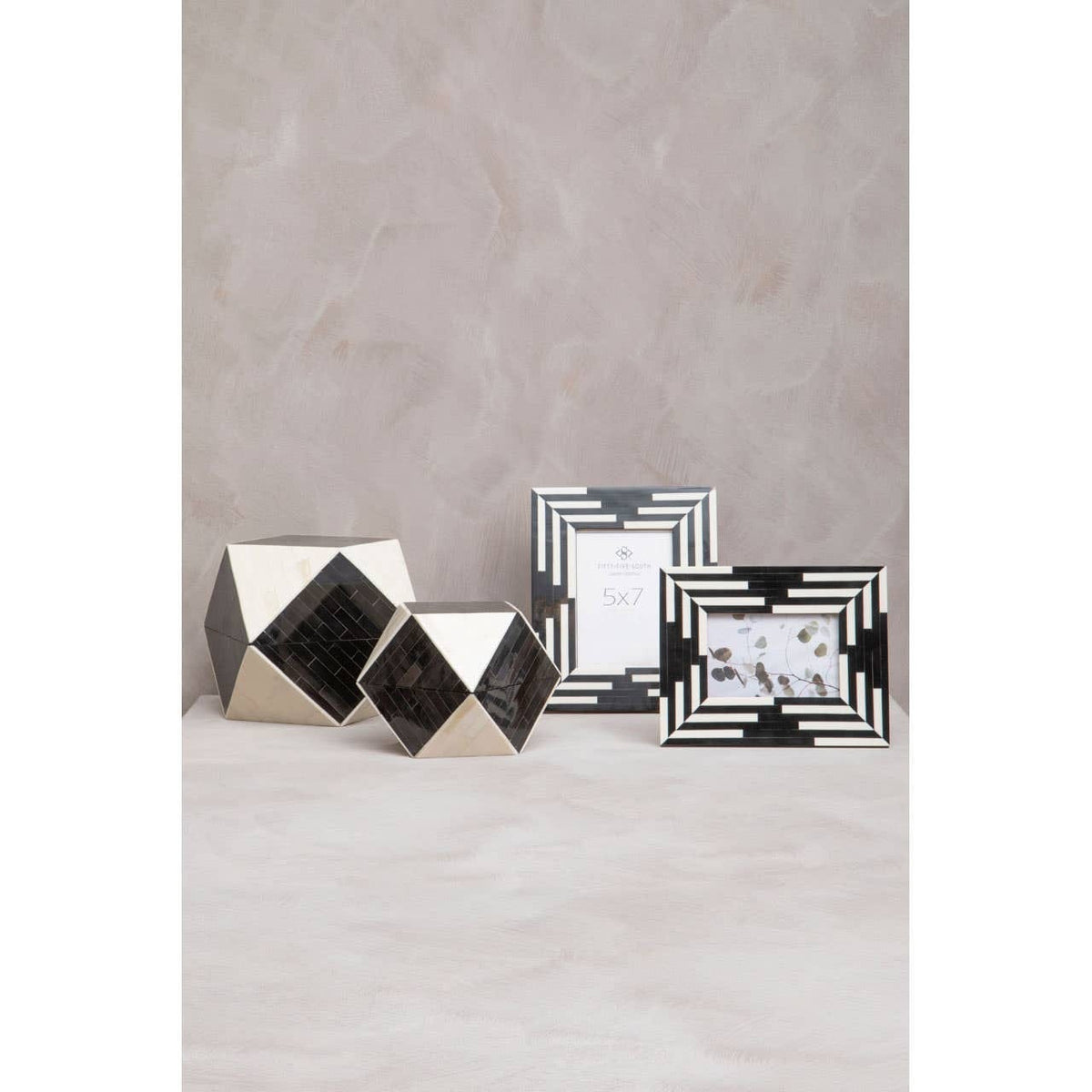 Hamilton Interiors Accessories Donato 4in x 6in Black and White Stripe Photo Frame House of Isabella UK