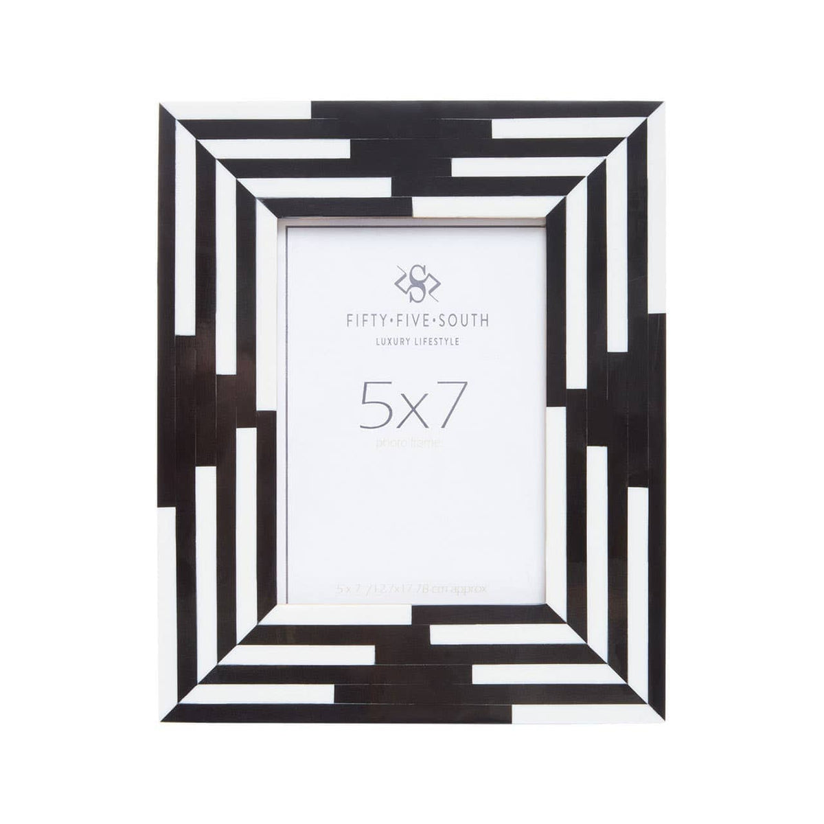 Hamilton Interiors Accessories Donato 4in x 6in Black and White Stripe Photo Frame House of Isabella UK
