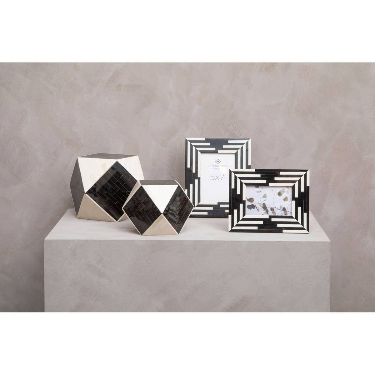 Hamilton Interiors Accessories Donato 4in x 6in Black and White Stripe Photo Frame House of Isabella UK