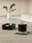 Hamilton Interiors Accessories Donato Set of 4 Black and White Stripe Coasters with Holder House of Isabella UK