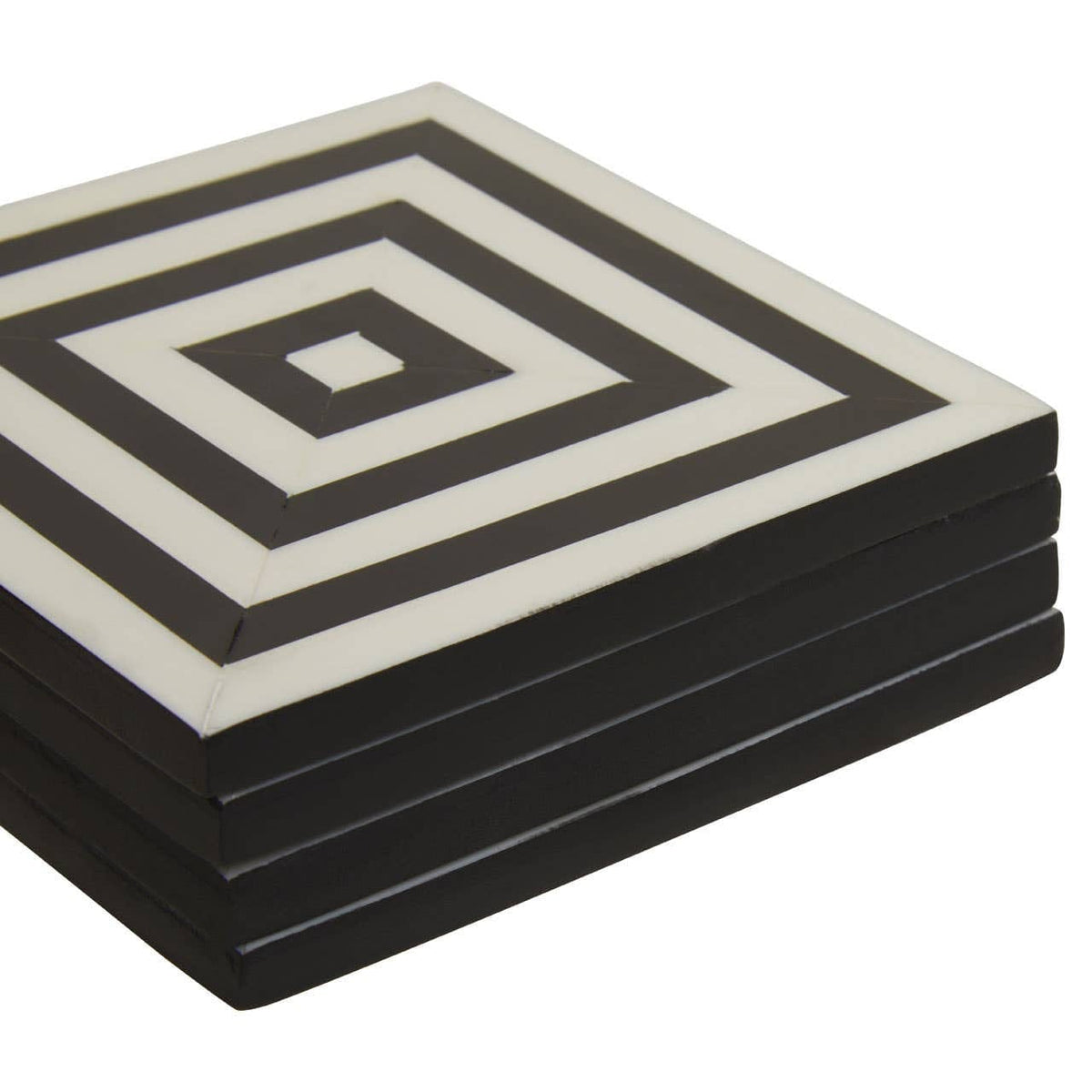 Hamilton Interiors Accessories Donato Set of 4 Black and White Stripe Coasters with Holder House of Isabella UK