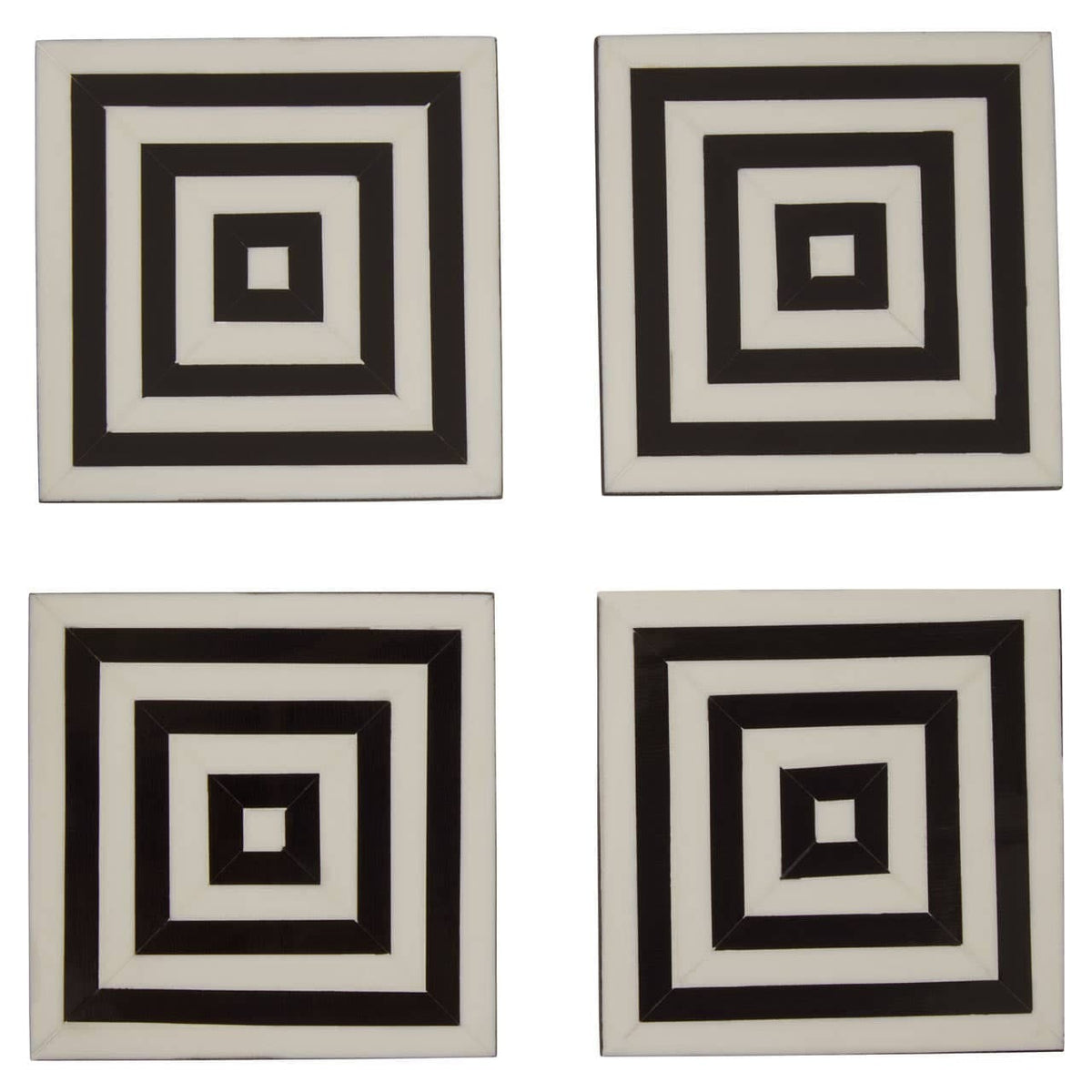 Hamilton Interiors Accessories Donato Set of 4 Black and White Stripe Coasters with Holder House of Isabella UK