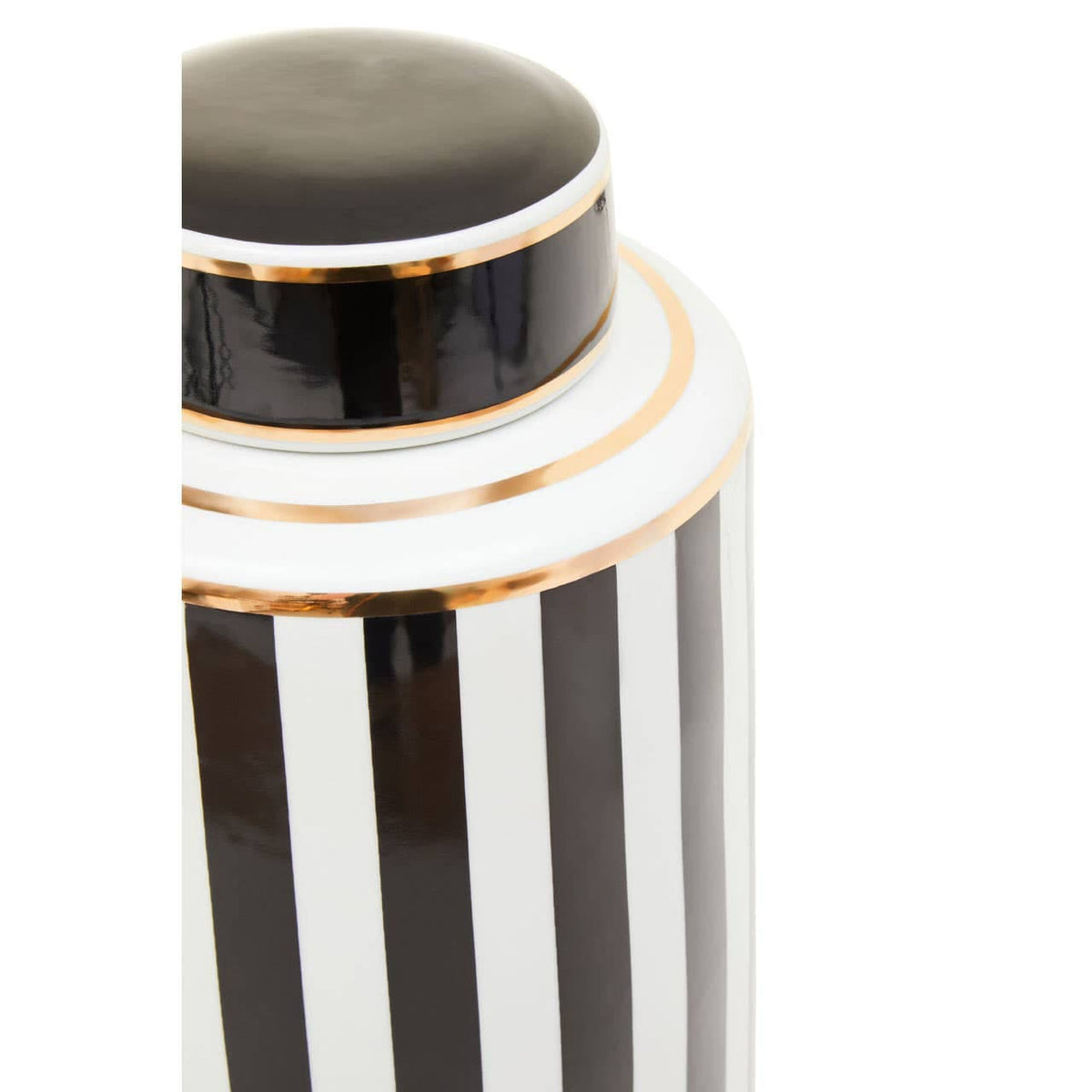 Hamilton Interiors Accessories Doria Large Black And White Stripes Ceramic Jar House of Isabella UK