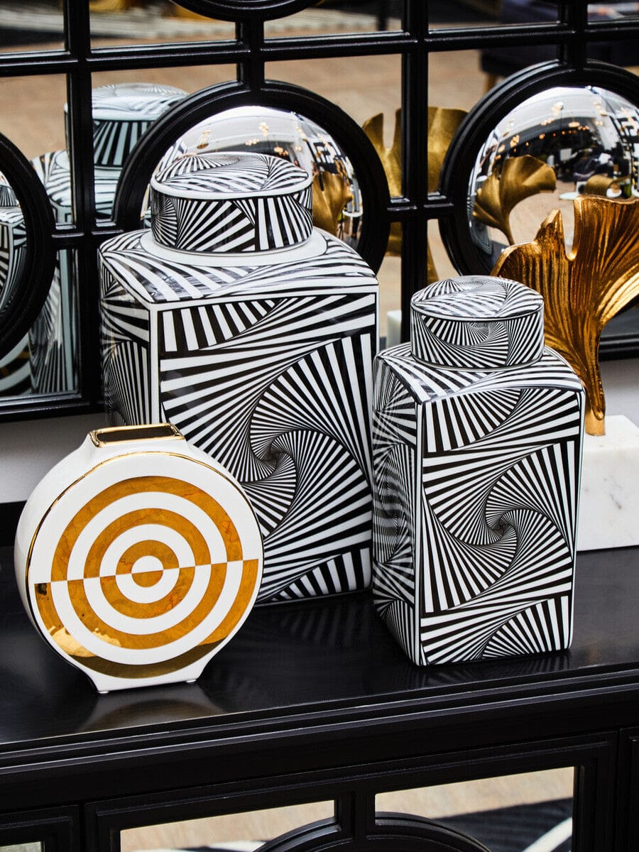 Hamilton Interiors Accessories Doria Small Black And White Ceramic Jar House of Isabella UK
