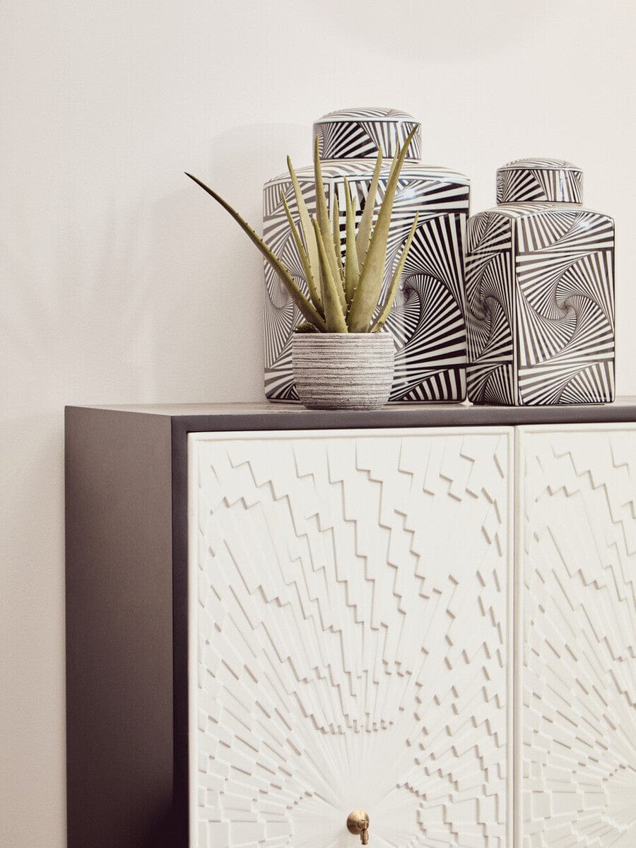 Hamilton Interiors Accessories Doria Small Black And White Ceramic Jar House of Isabella UK