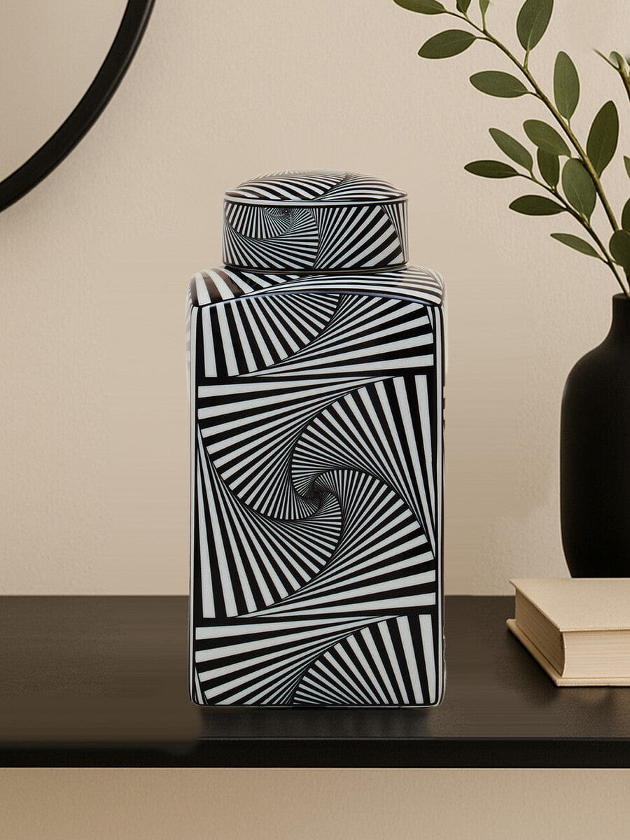 Hamilton Interiors Accessories Doria Small Black And White Ceramic Jar House of Isabella UK