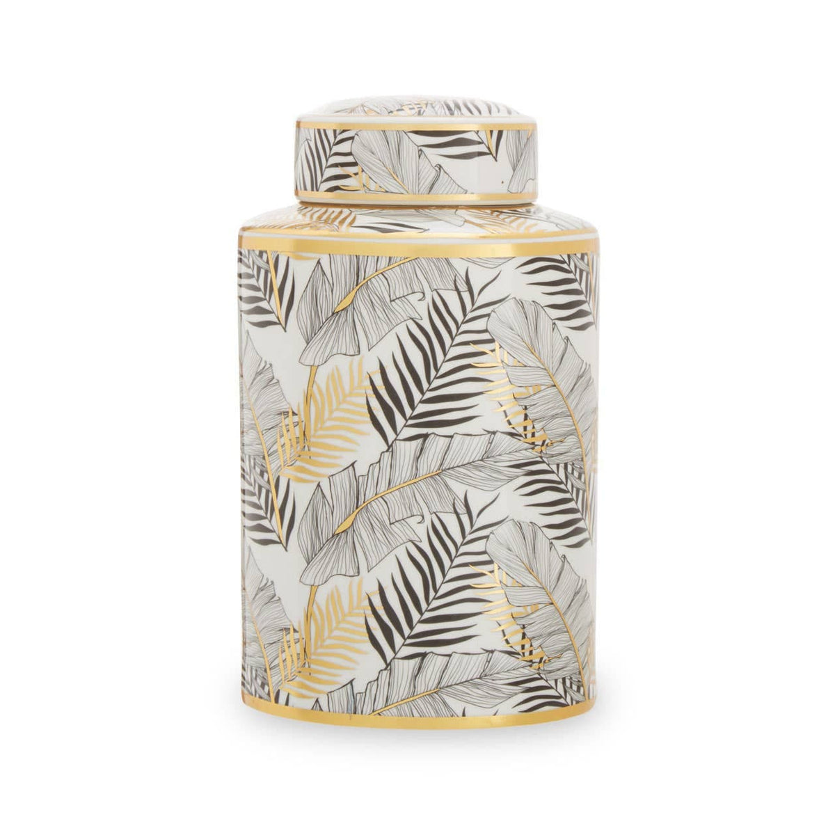 Hamilton Interiors Accessories Doria Small Leaf Design Ceramic Jar House of Isabella UK