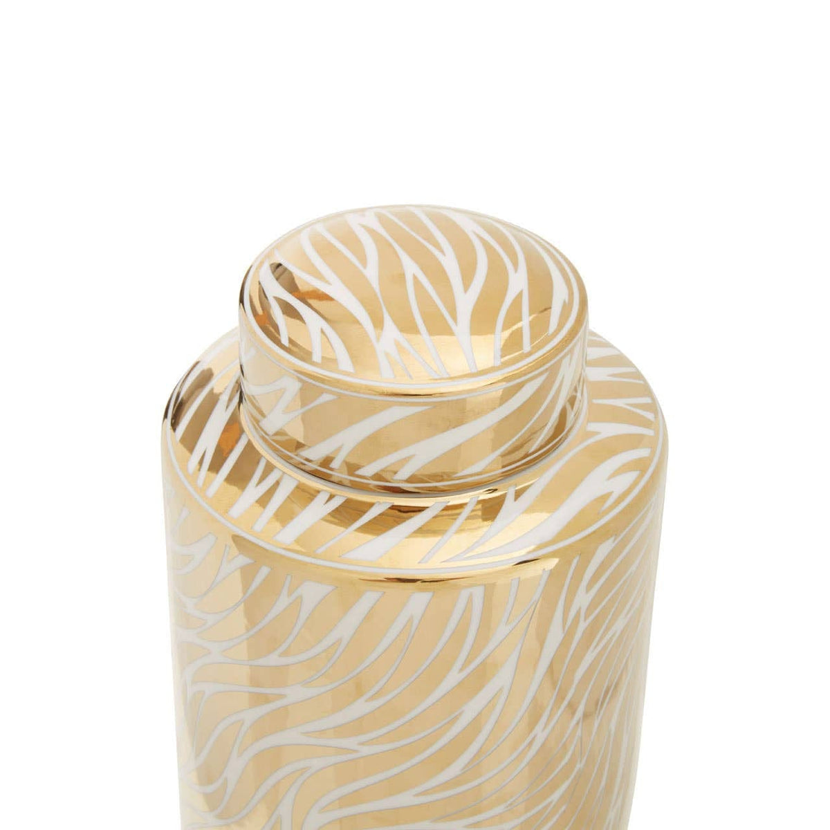 Hamilton Interiors Accessories Doria Small White And Gold Finish Ceramic Jar House of Isabella UK