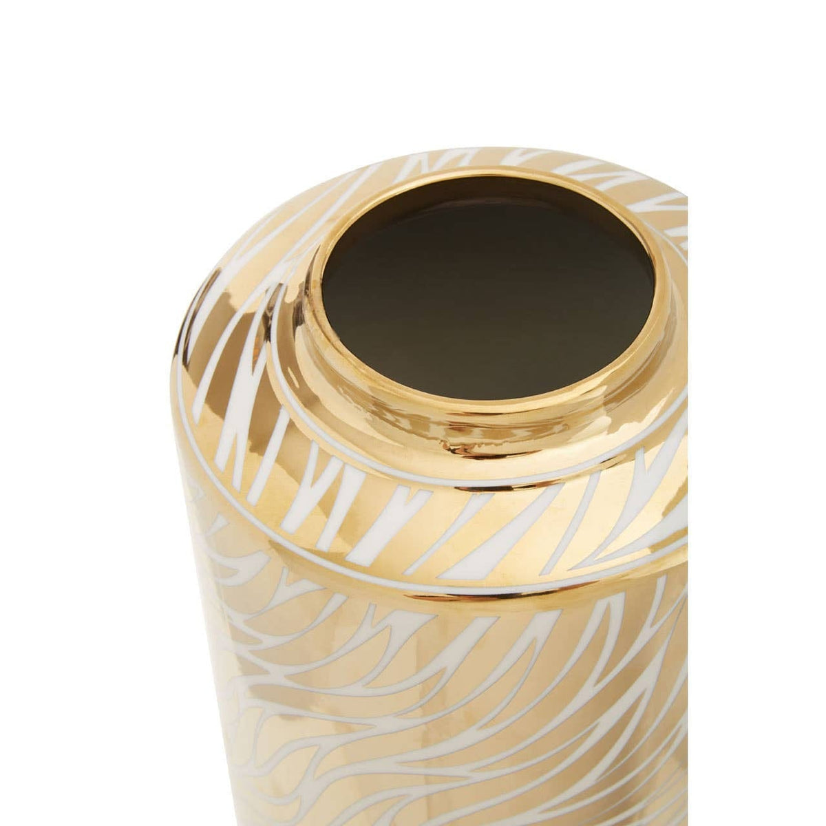Hamilton Interiors Accessories Doria Small White And Gold Finish Ceramic Jar House of Isabella UK