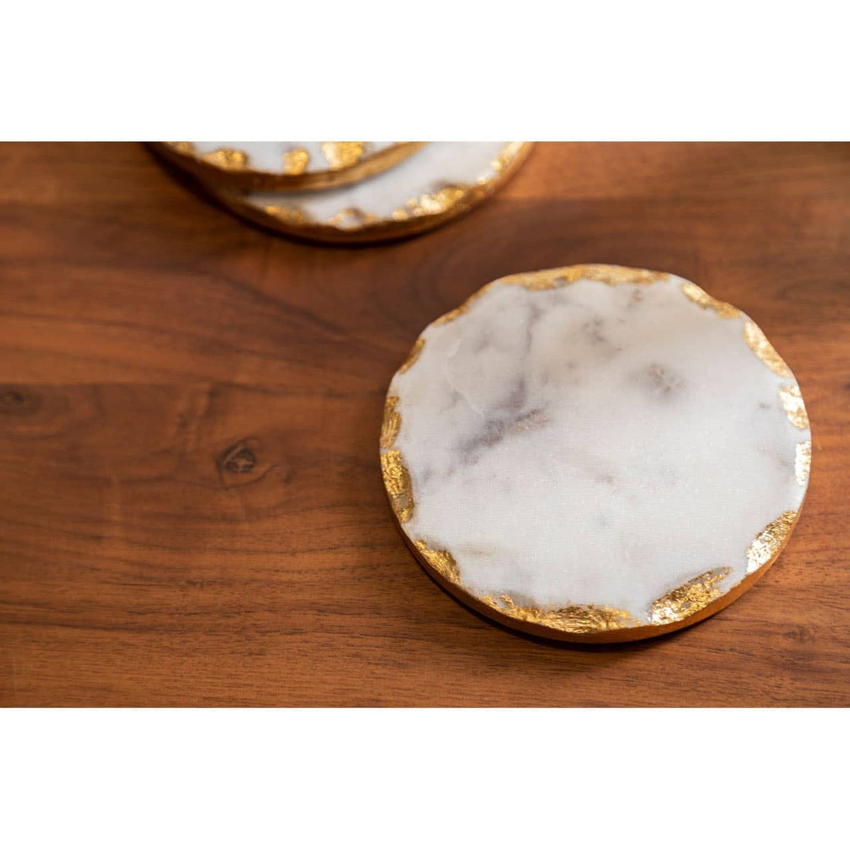 Hamilton Interiors Accessories Empire Set Of 4 Round White Marble Coasters House of Isabella UK