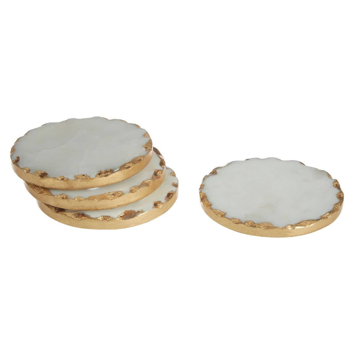 Hamilton Interiors Accessories Empire Set Of 4 Round White Marble Coasters House of Isabella UK