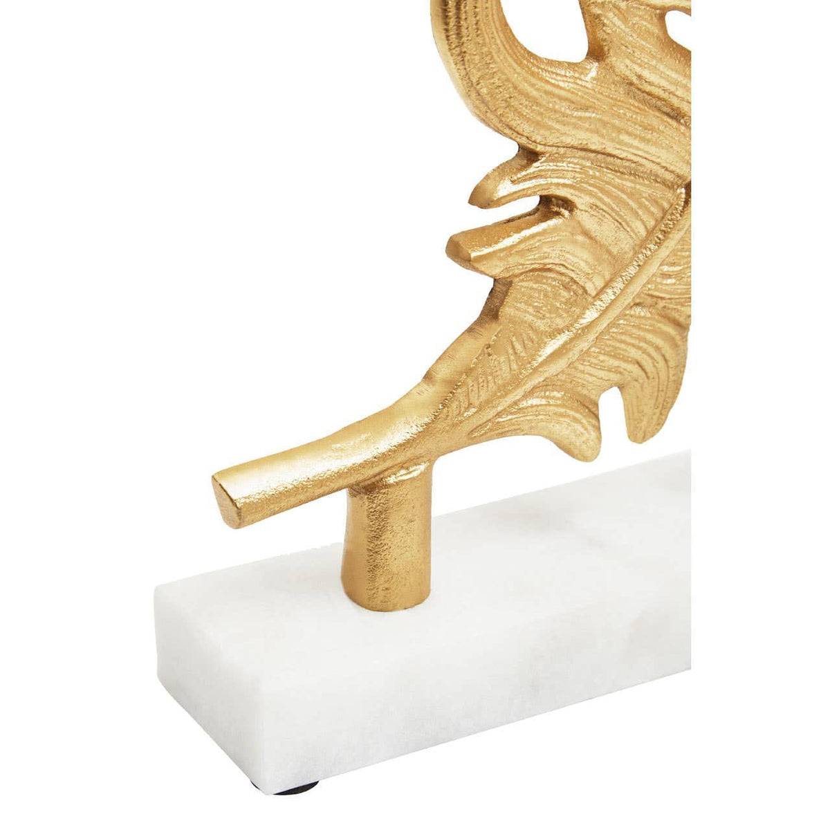 Hamilton Interiors Accessories Evra Gold Peacock Feather Sculpture On White Marble Base House of Isabella UK