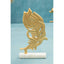 Hamilton Interiors Accessories Evra Gold Peacock Feather Sculpture On White Marble Base House of Isabella UK