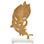 Hamilton Interiors Accessories Evra Gold Peacock Feather Sculpture On White Marble Base House of Isabella UK