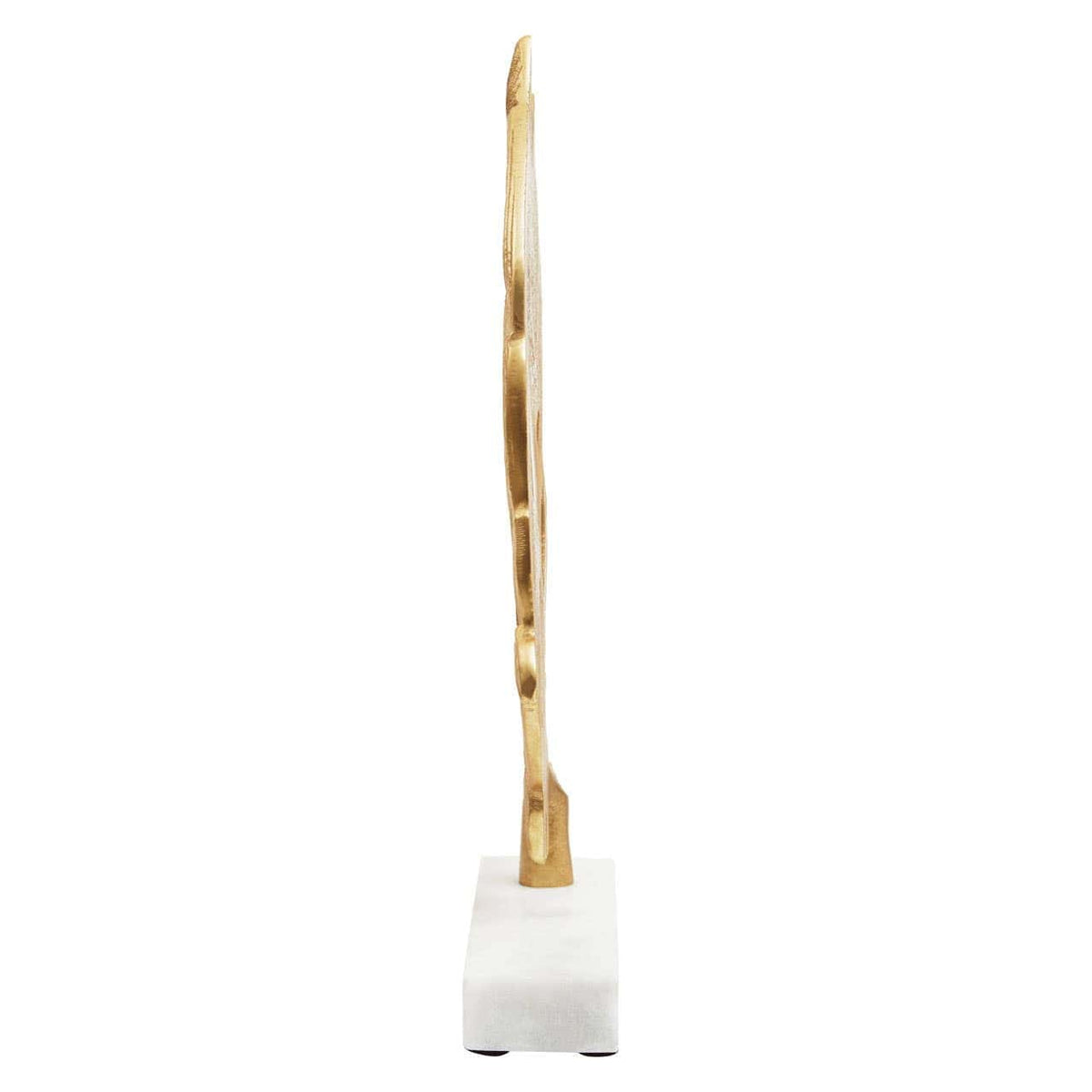 Hamilton Interiors Accessories Evra Gold Peacock Feather Sculpture On White Marble Base House of Isabella UK