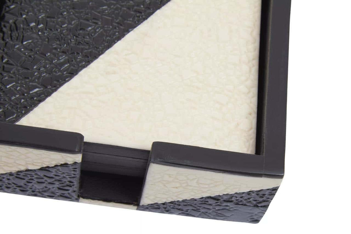 Hamilton Interiors Accessories Ezra Set Of Four Black And White Coasters With Holder House of Isabella UK