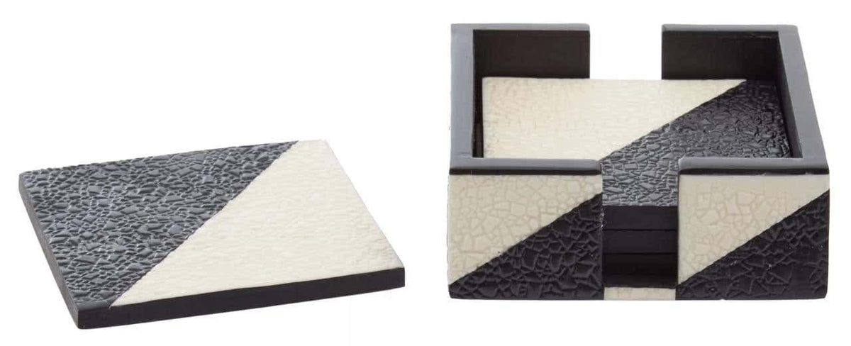 Hamilton Interiors Accessories Ezra Set Of Four Black And White Coasters With Holder House of Isabella UK
