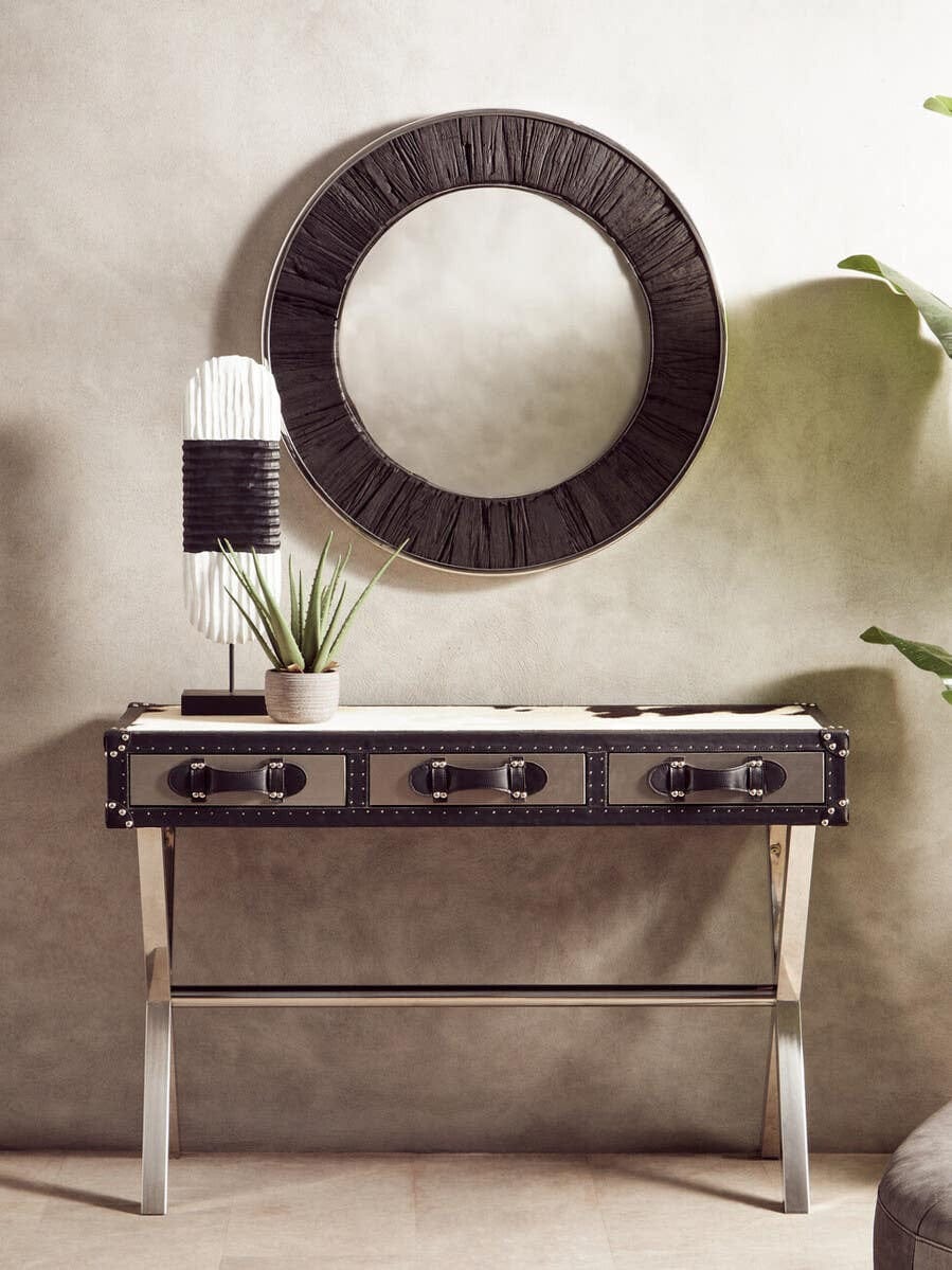 Hamilton Interiors Accessories Fidel Black and White Mango Wood Oblong Sculpture House of Isabella UK