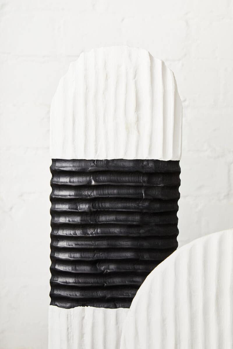 Hamilton Interiors Accessories Fidel Black and White Mango Wood Oblong Sculpture House of Isabella UK