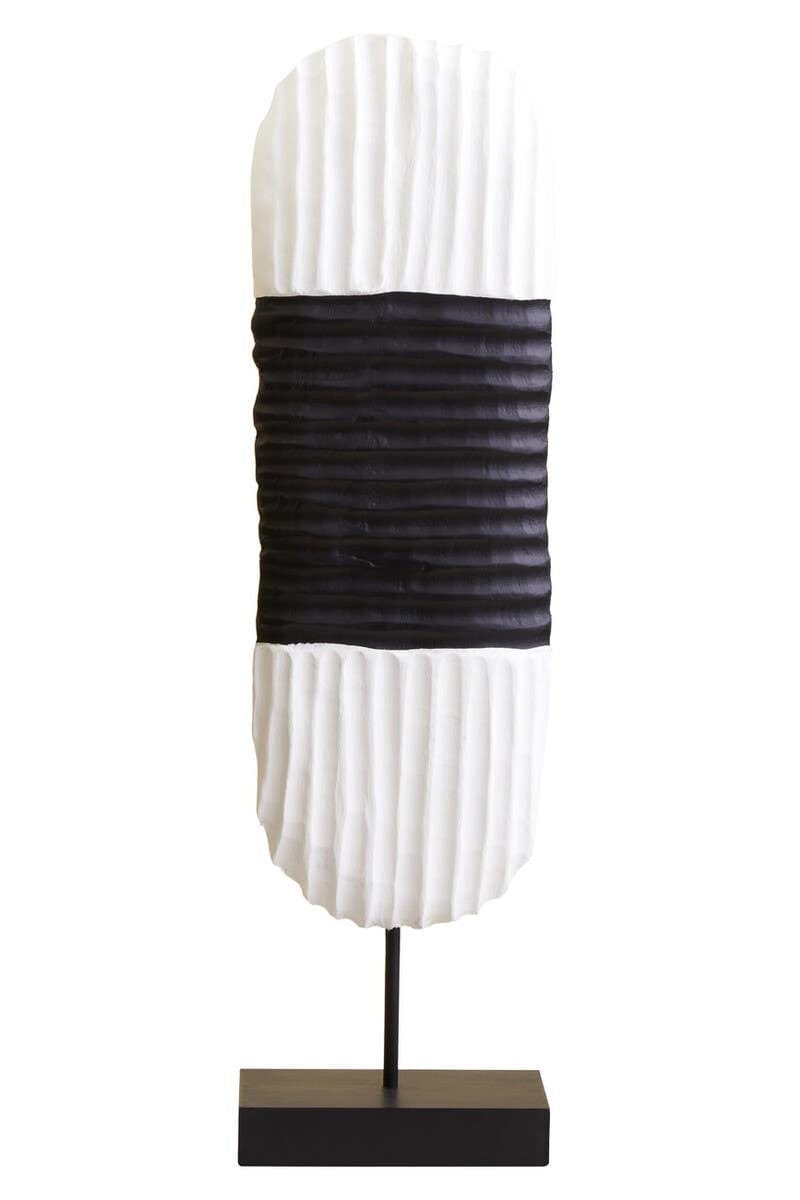 Hamilton Interiors Accessories Fidel Black and White Mango Wood Oblong Sculpture House of Isabella UK