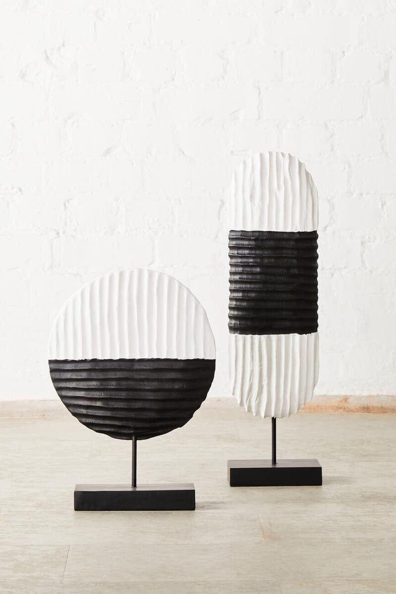 Hamilton Interiors Accessories Fidel Black and White Mango Wood Oblong Sculpture House of Isabella UK