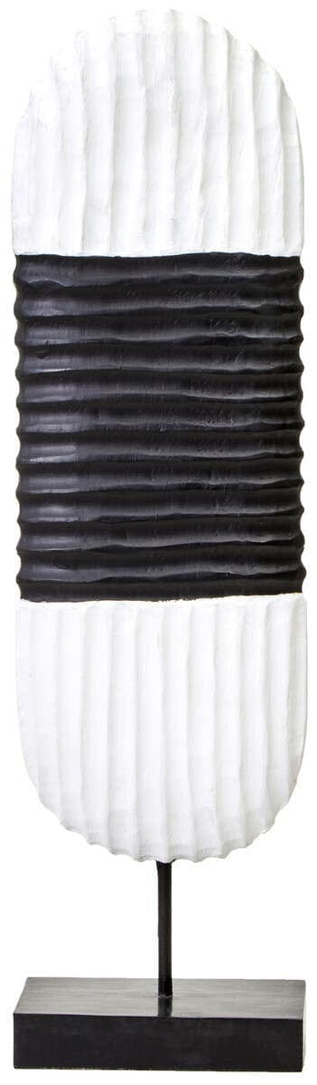 Hamilton Interiors Accessories Fidel Black and White Mango Wood Oblong Sculpture House of Isabella UK