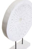 Hamilton Interiors Accessories Fidel Distressed White Carved Wood Large Round Sculpture House of Isabella UK