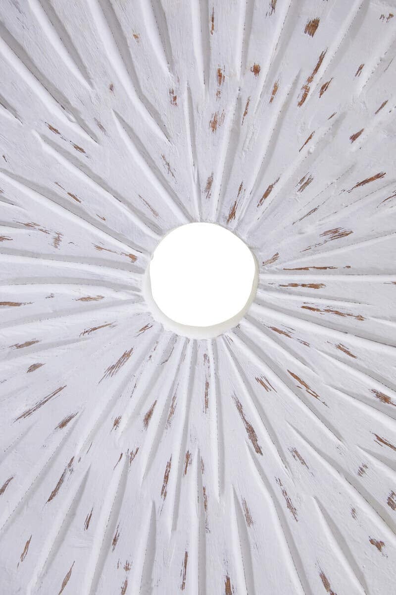 Hamilton Interiors Accessories Fidel Distressed White Carved Wood Large Round Sculpture House of Isabella UK