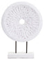 Hamilton Interiors Accessories Fidel Distressed White Carved Wood Large Round Sculpture House of Isabella UK