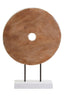 Hamilton Interiors Accessories Fidel Distressed White Carved Wood Large Round Sculpture House of Isabella UK