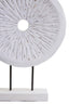 Hamilton Interiors Accessories Fidel Distressed White Carved Wood Large Round Sculpture House of Isabella UK